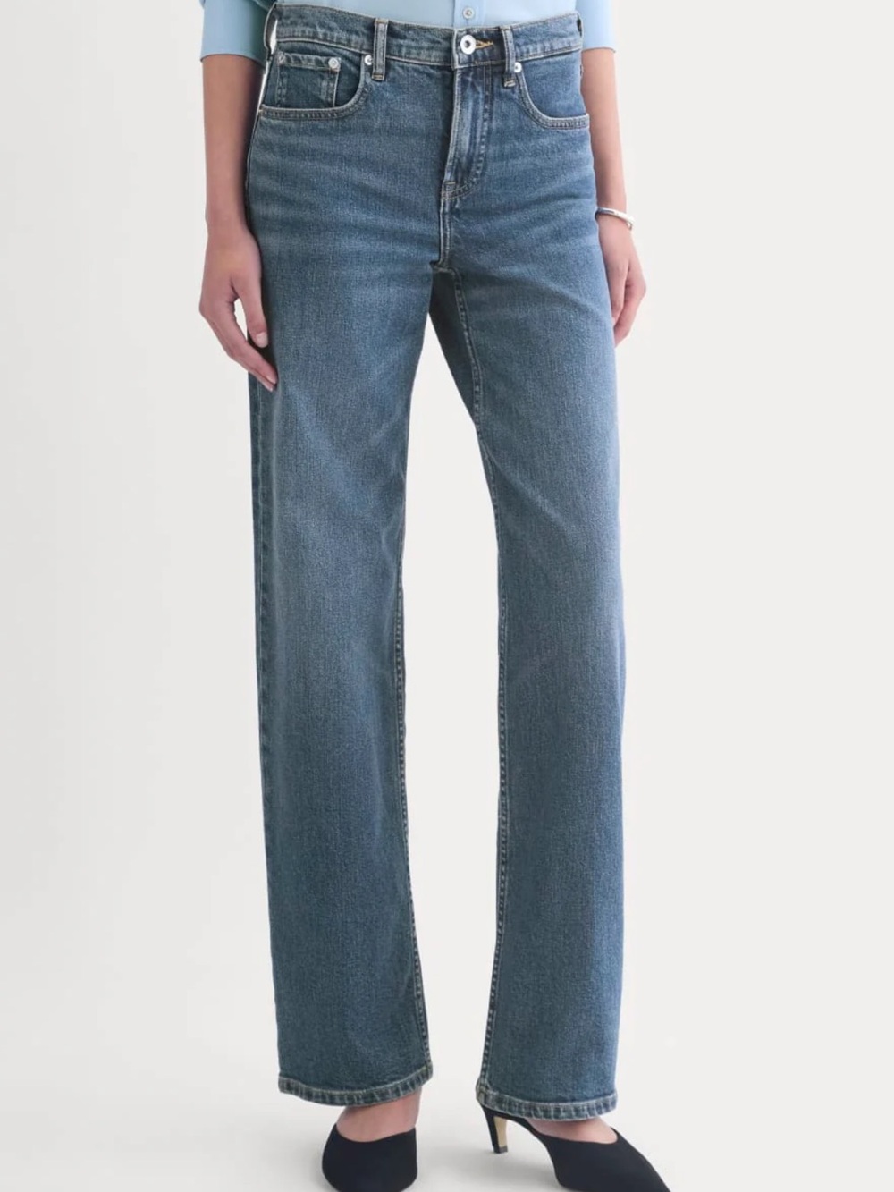 Everlane The Column Jean - Straight-Leg Jeans - Medium Blue Wash